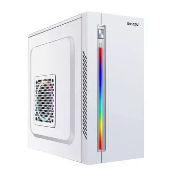 Корпус Ginzzu D380 RGB, mATX, Mini-Tower, белый, без БП (4894183408106)