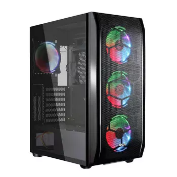 Корпус Ginzzu GL300, EATX, Midi-Tower, USB 3.0, RGB подсветка, черный, без БП (GL300)