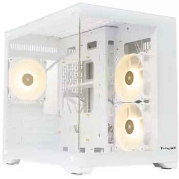 Корпус HSPD F330, mATX, Mini-Tower, USB Type-C, RGB подсветка, белый, без БП (F330-TGWH-ARGB)
