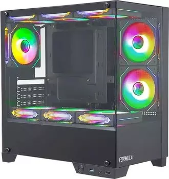 Корпус Formula V Crystal Z1M, mATX, Mini-Tower, USB 3.0, RGB подсветка, черный, без БП (CRYSTAL Z1M)