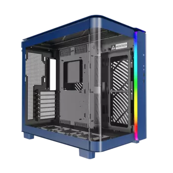 Корпус MONTECH KING 95, ATX, Midi-Tower, 2xUSB 3.0, RGB подсветка, голубой, без БП (KING 95)