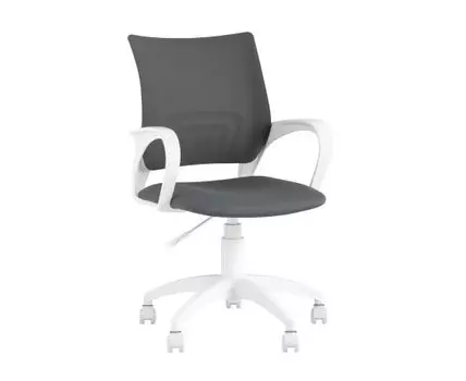 Кресло офисное Topchairs ST-BASIC-W серая ткань крестовина белый пластик