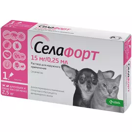 селафорт капли для собак и кошек весом до 2,5 кг против внутренних и внешних паразитов 15 мг розовый колпачок Krka (1 пипетка)