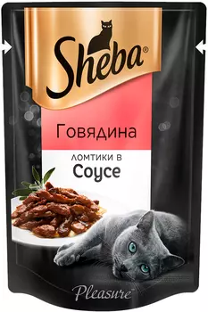 Sheba Pleasure для взрослых кошек ломтики в соусе с говядиной (85 гр х 24 шт)