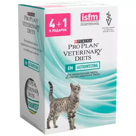 Purina Veterinary Diets En St/ox Gastrointestinal набор паучей для кошек и котят при расстройствах пищеварения с курицей и лососем 4 + 1 шт (1 уп)