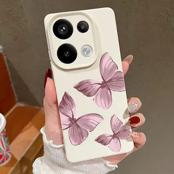 Мягкий чехол с однотонным рисунком бабочки из кожи и текстурой для Xiaomi 13T Pro Redmi X6 M6 Pro Note 14 Pro 13 12 11, матовый тонкий противоударный чехол для телефона из ТПУ Redmi Note 14 Pro чёрный