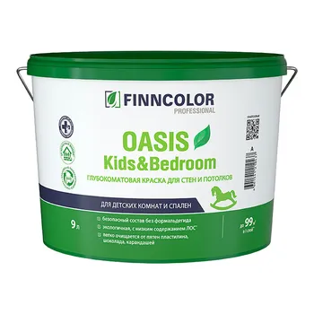 Краска моющаяся Finncolor Oasis Kids&Bedroom глубокоматовая база A белая 9 л
