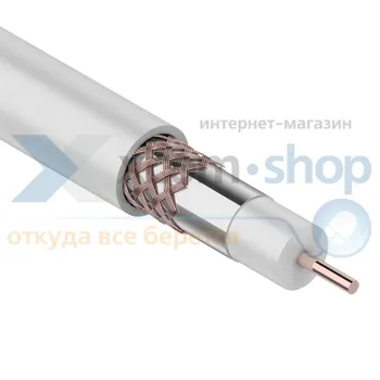 Кабель Rexant RG-6U+CU, (75%), 75 Ом, 100м., белый 01-2223