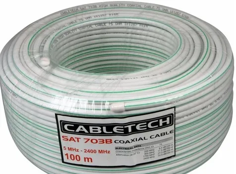 Кабель Rexant SAT 703 B, CCS/Al/Al, (75%), 75 Ом, 100м., белый CABLETECH 01-2431-2