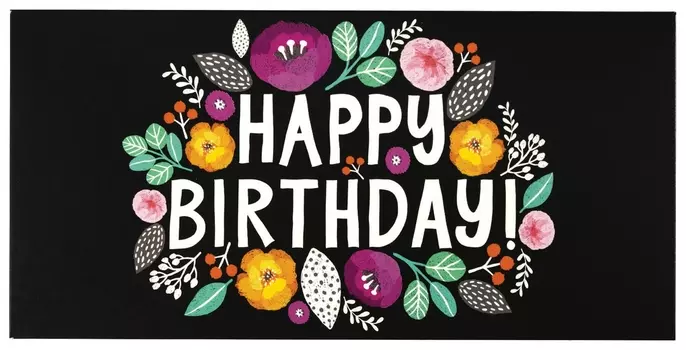 Конверт для денег "Happy Birthday!", цветы, 166х82 мм, выборочный лак, золотая сказка, 113748