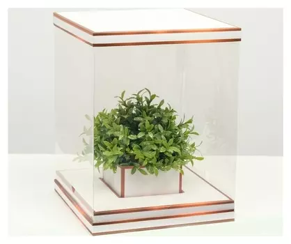 Коробка для цветов с вазой и PVC окнами складная, бронза, 23 х 30 х 23 см