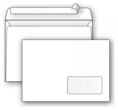 Конверты Ecopost С5 (162х229мм), стрип,пр.окно, 80г, 1000шт/уп /2832