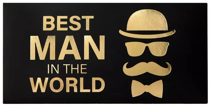 Конверт для денег "Best MAN IN THE World", мужской стиль, 166х82 мм, фольга, золотая сказка, 113759