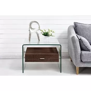 Стол журнальный F-GW608 прозрачный/коричневый ESF F-GW608-clear/brown