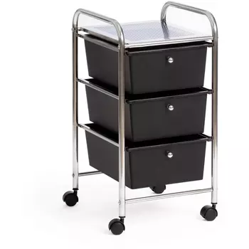 Столик c 3 ящиками для хранения NY-3296-3 хром/черный (металл/пластик) (Tetchair)
