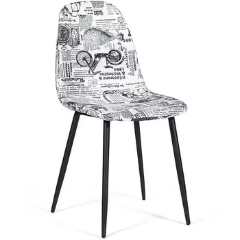 Стул ALLEN ( mod. DС409 ) черно-белый принт "Ретро"/черные (металл/ткань) (Tetchair)