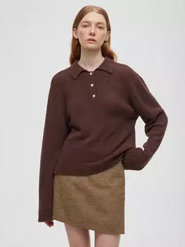Джемпер регби из хлопка букле XS, коричневый