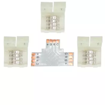 Комплект коннекторов Ecola LED-Strip T для светодиодной ленты, гибкая соединительная плата + 2 зажимных разъема 10 мм, белый (SC41UTESB)