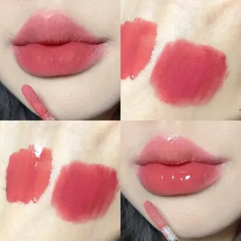 Двойной блеск для губ Sexy Red Lip Makeup Lip Mud Mirror Water Gloss Lip Glaze Matte Lipstick Waterproof Korean Cosmetics