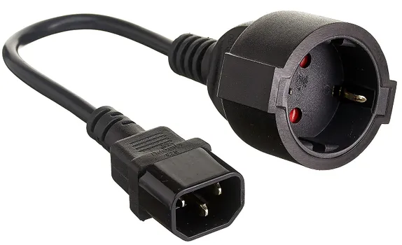 Кабель питания Exegate EC-30P (C14->Евророзетка Schuko) VDE-250V-3*0.75mm2, медь, черный, 0.15м.