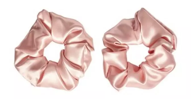 Набор из двух шелковых резинок для волос Ayris Silk Резинки Широкие Розовая пудра