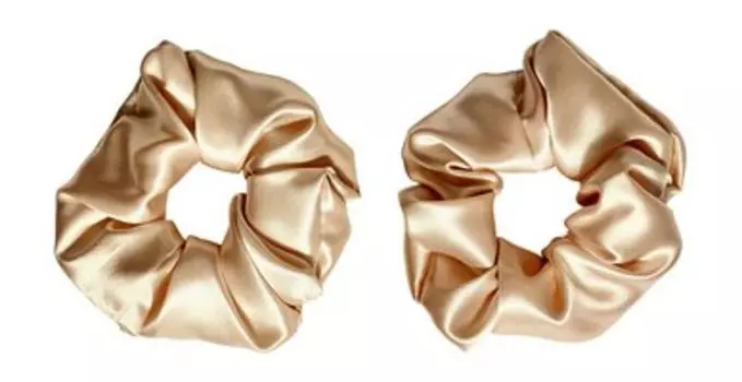 Набор из двух шелковых резинок для волос Ayris Silk Резинки Широкие Классический бежевый