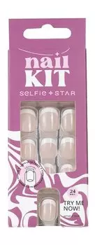 Набор накладных ногтей формы мягкий квадрат Selfie Star Short Length Nails Kit Classic French