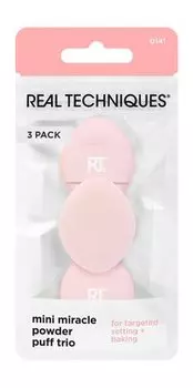 Набор из трех мини-пуховок для пудры Real Techniques Mini Miracle Powder Puff Trio