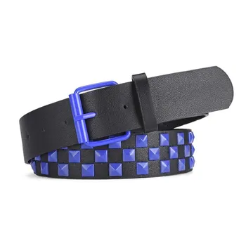 Elegant Rivet PU Leather Belt Wide Side Metal Buckle Punk Waist Belt Dress Decor Trouser Decor Ins Jeans Decoration Ladies/Girls чёрный