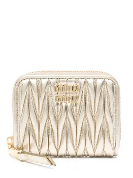 Картхолдер с эффектом металлик Miu Miu, золотой