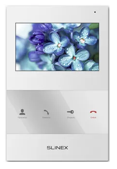 Видеодомофон Slinex SQ-04 цветной, настенный, 4.3" TFT LCD дисплей 16:9, 480272, до 2-х вызывных панелей, сенсорные кнопки, белый