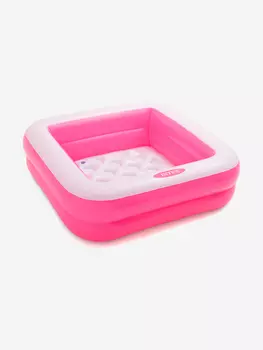 Бассейн Intex 57100NP детский надувной "Игровая коробка" с надувным дном 86x86x25см 57л, Розовый