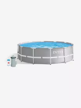Бассейн каркасный Intex Prism Frame, 366х99 см, фильтр-насос 2006 л/ч, лестница, Серый
