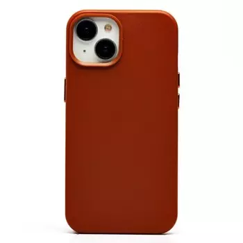 Чехол-накладка ORG SM002 SafeMag для смартфона Apple iPhone 14, экокожа, серо-коричневый (222484)