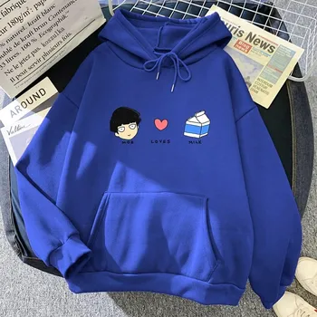 Аниме Mob Psycho 100 Mob Loves Milk Толстовки Зимние унисекс/женские топы Толстовка с круглым вырезом Осенняя толстовка Винтаж Harajuku Sudaderas L
