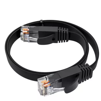 GCR Патч-корд PROF плоский прямой 1.5m, UTP медь кат.6, черный, 30 AWG, ethernet high speed 10 Гбит/с, RJ45, T568B (GCR-53056)