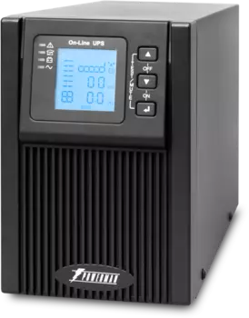 ИБП POWERMAN Online 1000, LCD, двойного преобразования, 1000ВА, 900Вт, 2 евророзетки с резервным питанием, USB, RS232, слот SNMP, разъем EPO, батарея 12В 9Ач 2 шт., 215 х 315 х 365 мм., 10.7 кг. (POWERMAN Online 1000)
