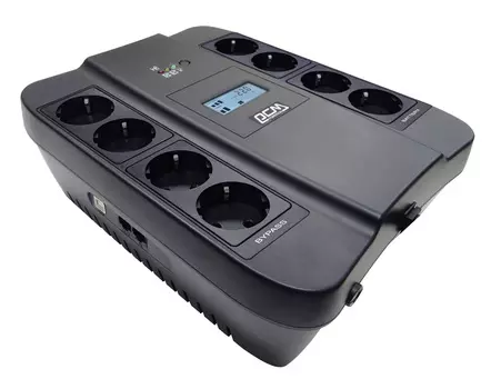 ИБП SPD-750U LCD, линейно-интерактивный, цифровой дисплей, 750 ВA, 450 Вт, 4 евророзетки с резервным питанием, 4 евророзетки с фильтрацией, USB, защита RJ45/RJ11, батарея свинцово-кислотная 12В 9Ач, ШхГхВ 285х232х103мм, 7.4 кг Powercom Spider SPD-750U L