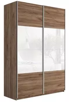 Шкаф Прайм 2 TM_L-160 Крафт Табачный Стекло белое ЛДСП 1600*2300*570