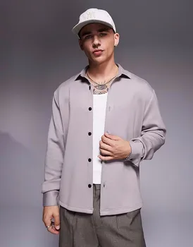 Трикотажная рубашка ASOS DESIGN серого цвета