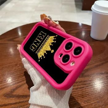 N94 Queen King Crown Мягкие чехлы для телефонов с ангельскими глазками для iPhone 15 14 12 11 Pro Max 13 mini 7 8 6S Plus XS Max XR SE противоударный чехол-бампер for iPhone 15 Pro Max