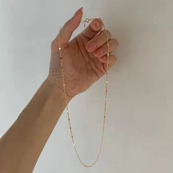 ANENJERY Bling Disc Chain ожерелье женская простая блестящая короткая цепочка на ключицы аксессуары серебряный