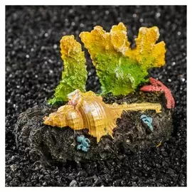 Декор для аквариума "Коралл с ракушкой", 13 х 9 х 9 см