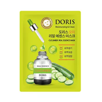 JIGOTT DORIS Тканевая маска для лица огурец CUCUMBER Real Essence Mask