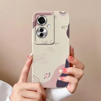 Чехол для OPPO A59 Reno11 Pro Realme 12x C65 5G, задние чехлы, модные чехлы с сердечком, жидкий силикон, матовая защитная пленка для экрана, сумки для телефона, корпус для OPPO Capas Oppo Reno11 5G