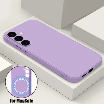 Для Samsung S25 S24 S22 Ultra Plus S23 S21 S20 Fe противоударный для Magsafe Magnetic Wireless Charge Tpu Soft с ремешком чехол Samsung S24 чёрный