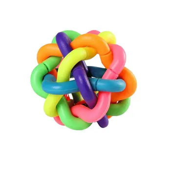 Красочная тканая игрушка-колокольчик, популярная резиновая игрушка, устойчивая к укусам собак, жевательная игра для домашних животных, приятные товары для мячей XS