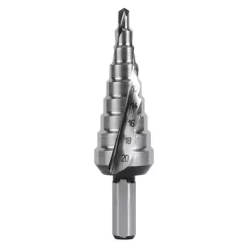 RUKO RK-101051 Сверло ступенчатое 4,0-20,0 мм, 9 ступеней, HSS, 118°, HZ, со спиралевидной канавкой