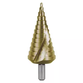 RUKO RK-101056T Сверло ступенчатое 4,0-39,0 мм, 13 ступеней, HSS, 118°, HZ, TiN, со спиралевидной канавкой