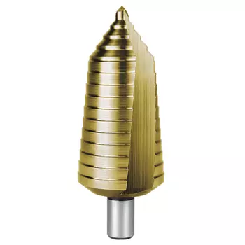 RUKO RK-101097T Сверло ступенчатое 6,0-40,0 мм, 16 ступеней, HSS TiN, 118°, с прямыми стружечными канавками